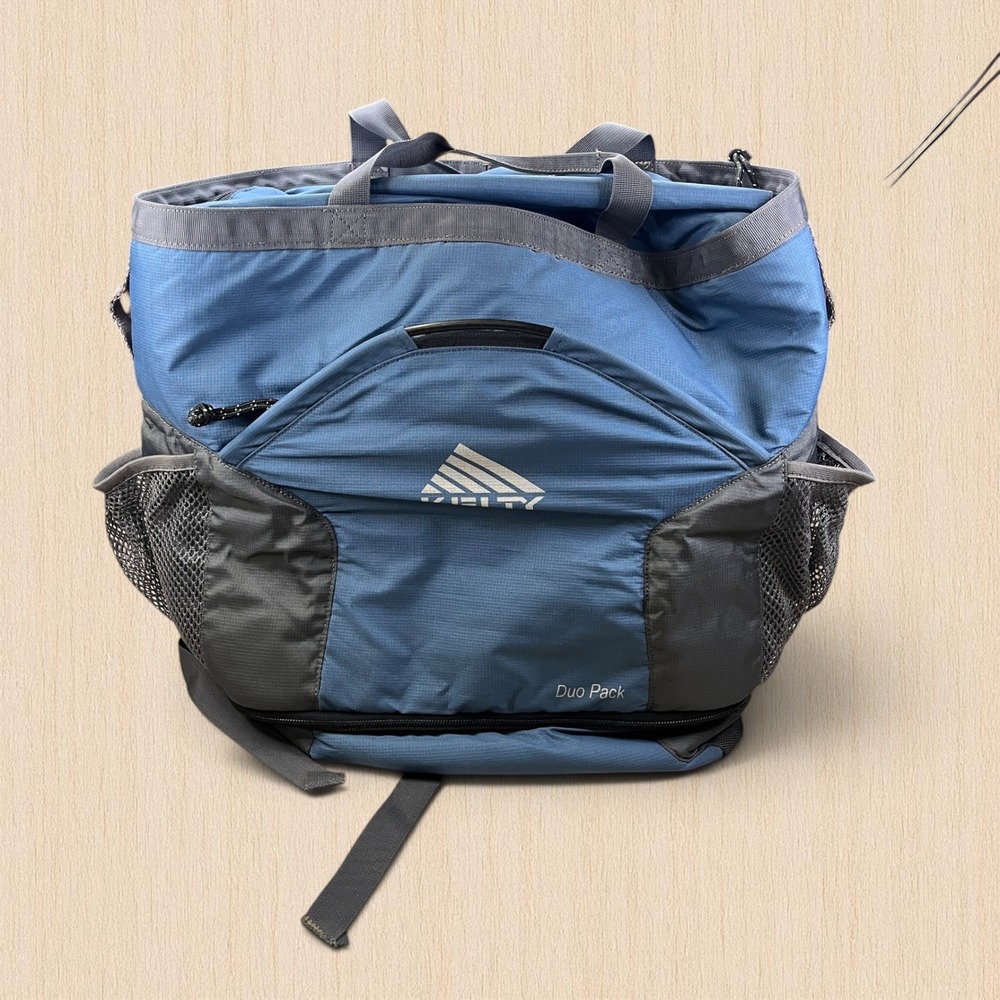 Kelty Duo Pack Blue Grey Convertible Backpack Tote Bag Ripstop Hiking Daypack